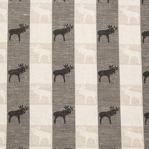 linenme Jacquard Linen Fabric Sample Natural Black Reindeer
