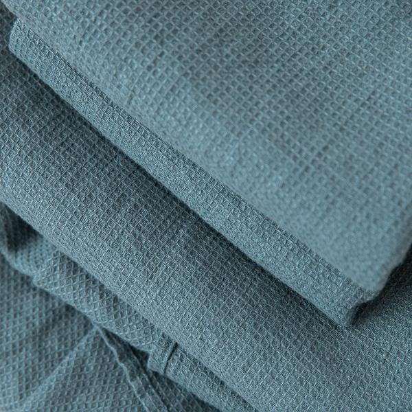Linenme Linen Bath And Hand Towels Set Waffle Balsam Green