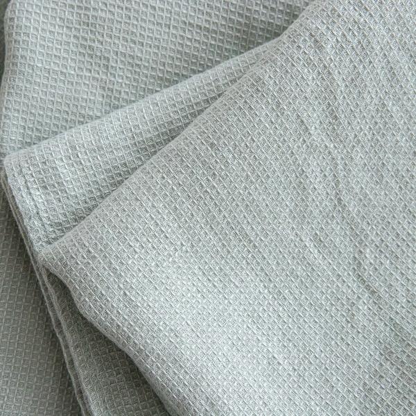 Linenme Linen Bath And Hand Towels Set Waffle Sea Foam