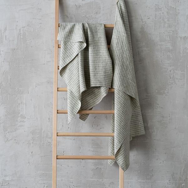 Linenme Linen Bath Towel Forest Green Natural Brittany