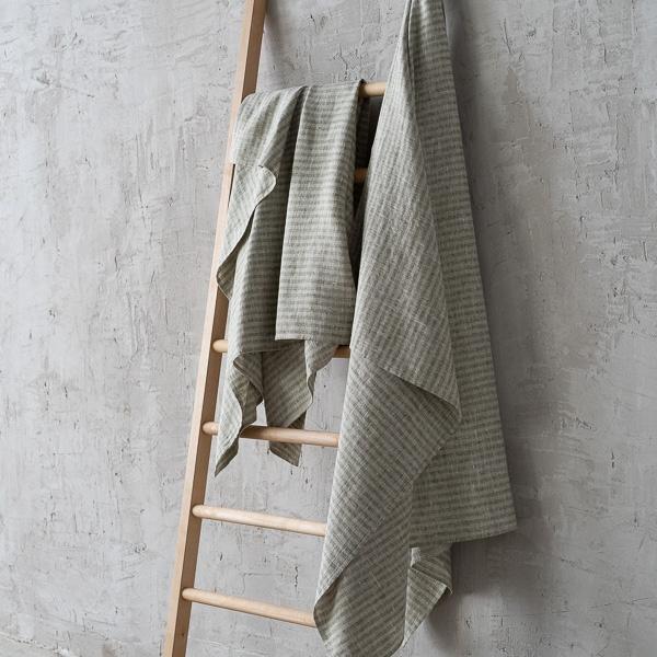 Linenme Linen Bath Towel Forest Green Natural Brittany