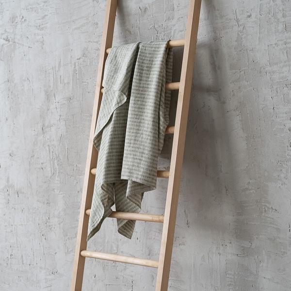 Linenme Linen Bath Towel Forest Green Natural Brittany