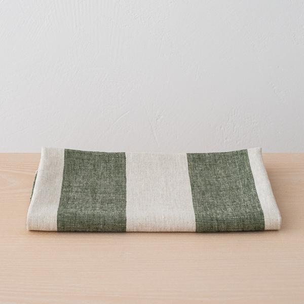linenme Linen Bath Towel Forest Green Natural Venice