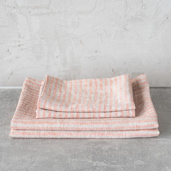 Linenme Linen Bath Towels Set Brick Natural Brittany