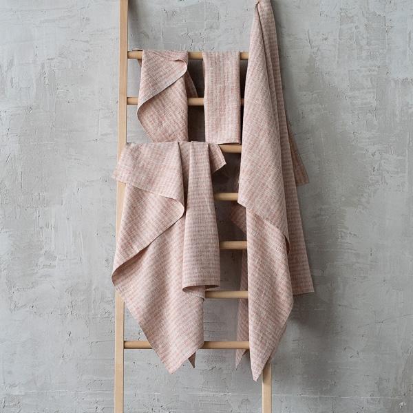 Linenme Linen Bath Towels Set Brick Natural Brittany