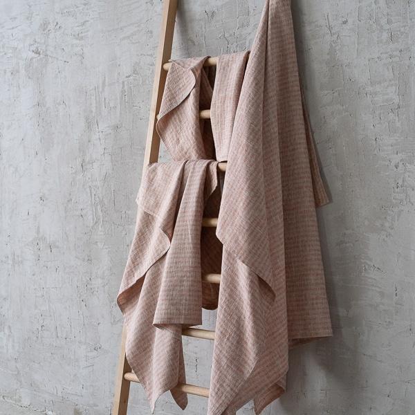 Linenme Linen Bath Towels Set Brick Natural Brittany