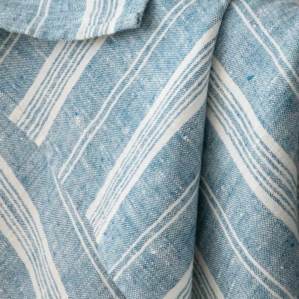 Linenme Linen Bath Towels Set Marine Blue Multistripe