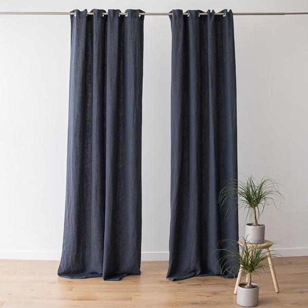 Linenme Linen Curtain Panel With Grommets Terra Anthracite