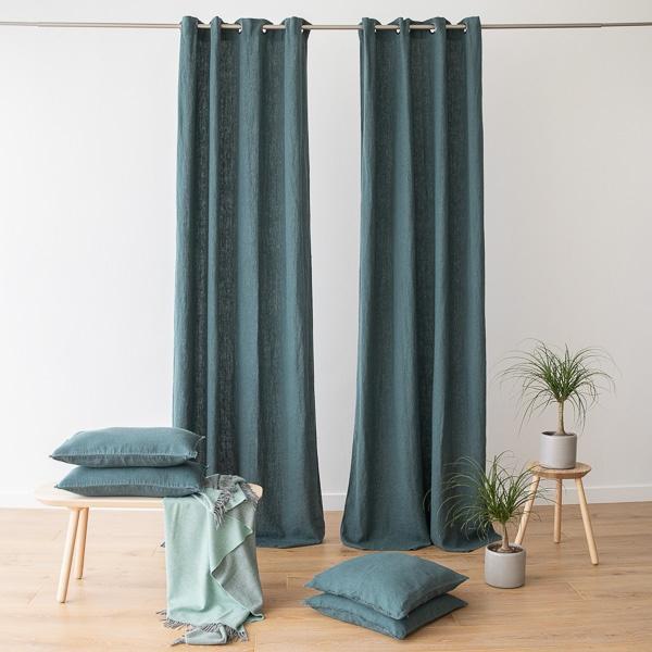 linenme Linen Curtain Panel with Grommets Terra Balsam Green