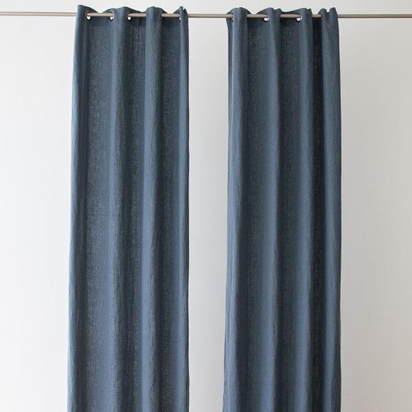Linenme Linen Curtain Panel With Grommets Terra Blue
