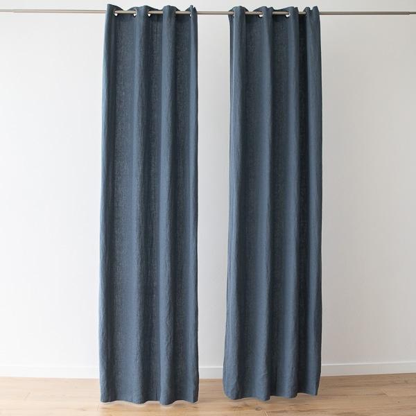 Linenme Linen Curtain Panel With Grommets Terra Blue