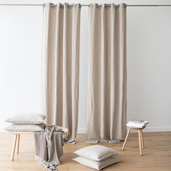 linenme Linen Curtain Panel with Grommets Terra Natural
