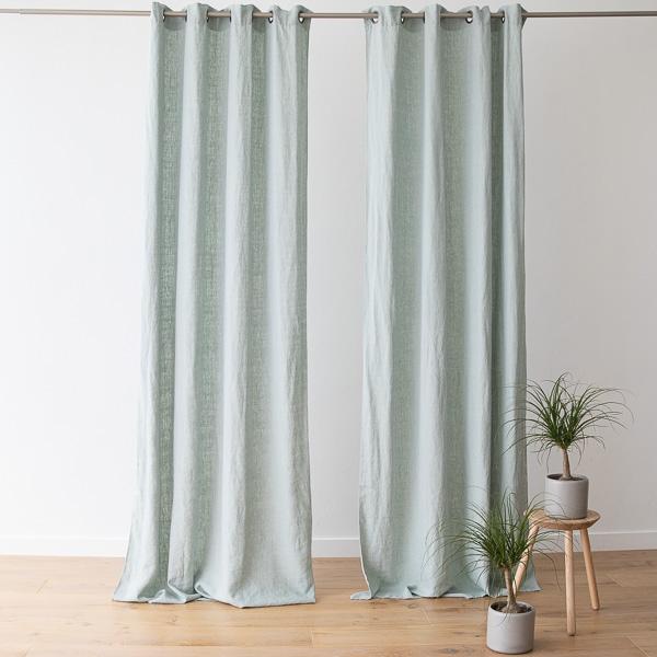 Linenme Linen Curtain Panel With Grommets Terra Sea Foam