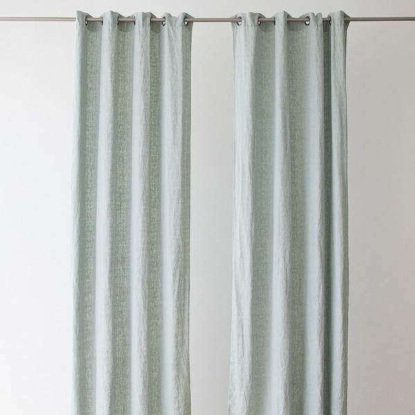 Linenme Linen Curtain Panel With Grommets Terra Sea Foam