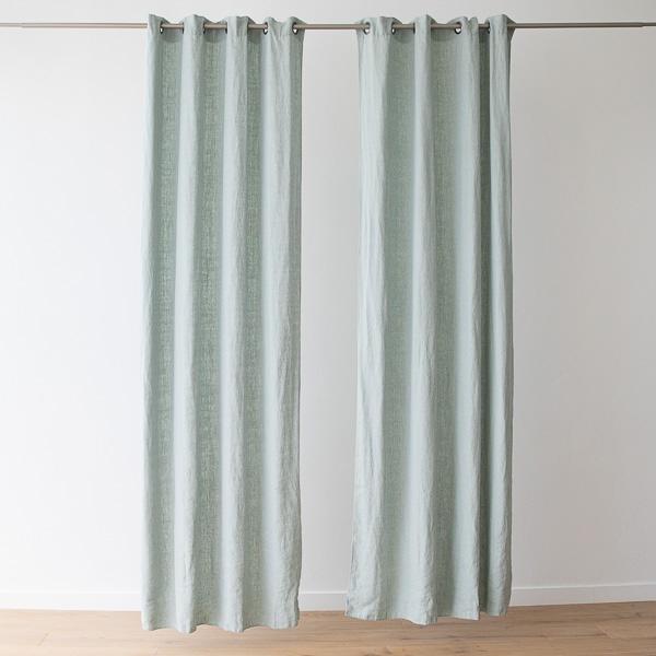 Linenme Linen Curtain Panel With Grommets Terra Sea Foam