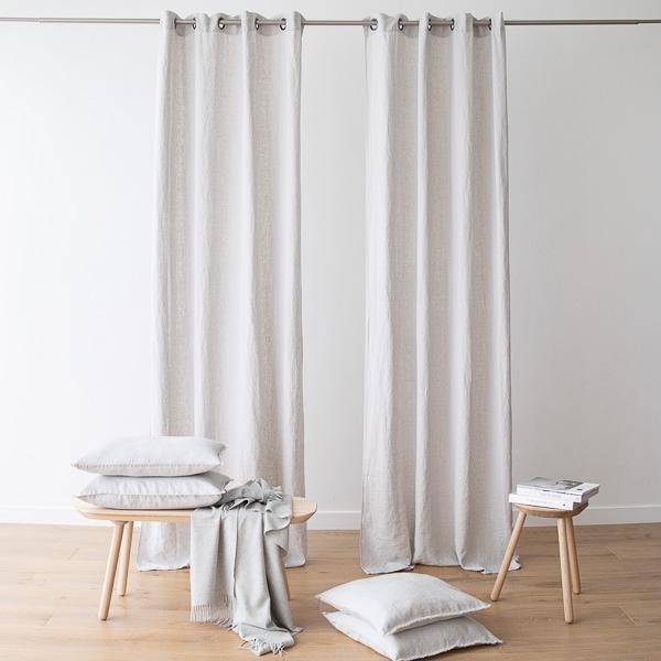 linenme Linen Curtain Panel with Grommets Terra Silver
