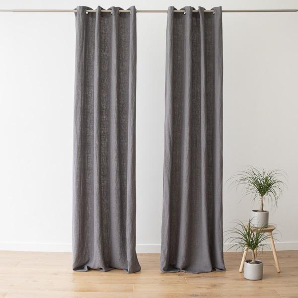 Linenme Linen Curtain Panel With Grommets Terra Steel Grey