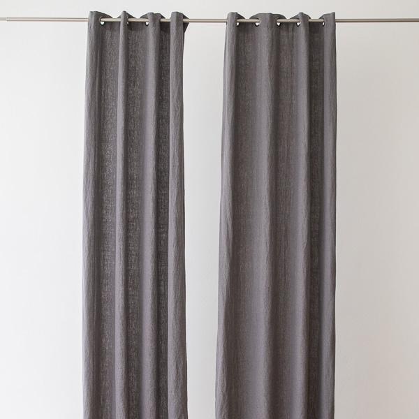 Linenme Linen Curtain Panel With Grommets Terra Steel Grey