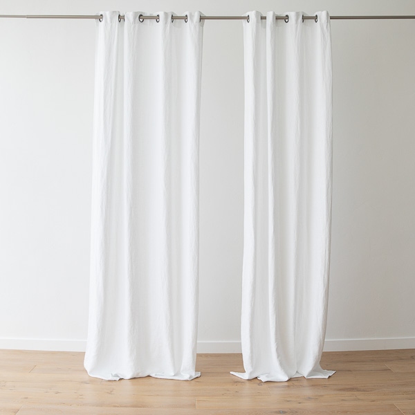 Linenme Linen Curtain Panel With Grommets Terra White
