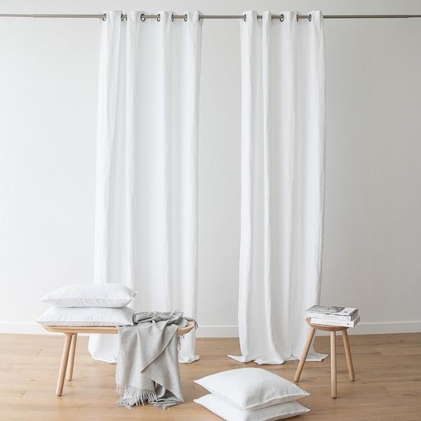 linenme Linen Curtain Panel with Grommets Terra White