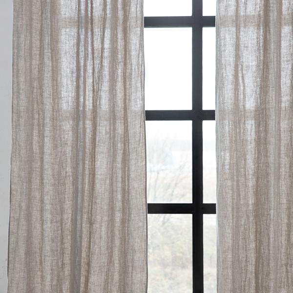Linenme Linen Curtain Panel With Ties Natural Rustico Washed