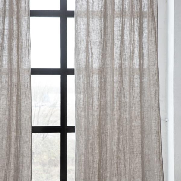 Linenme Linen Curtain Panel With Ties Natural Rustico Washed