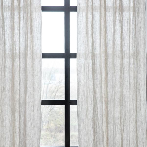 Linenme Linen Curtain Panel With Ties Oatmeal Rustico Washed