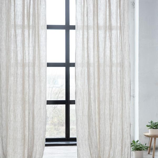 Linenme Linen Curtain Panel With Ties Oatmeal Rustico Washed
