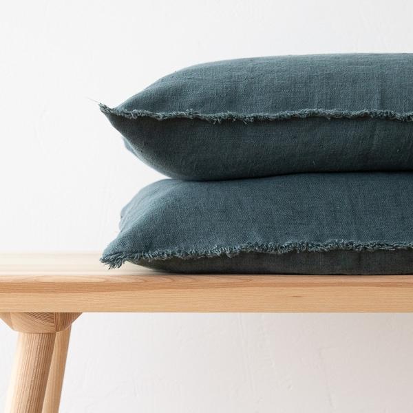 Linenme Linen Cushion Cover Balsam Green Terra Fringe