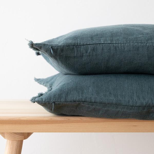 Linenme Linen Cushion Cover Balsam Green Terra Fringe