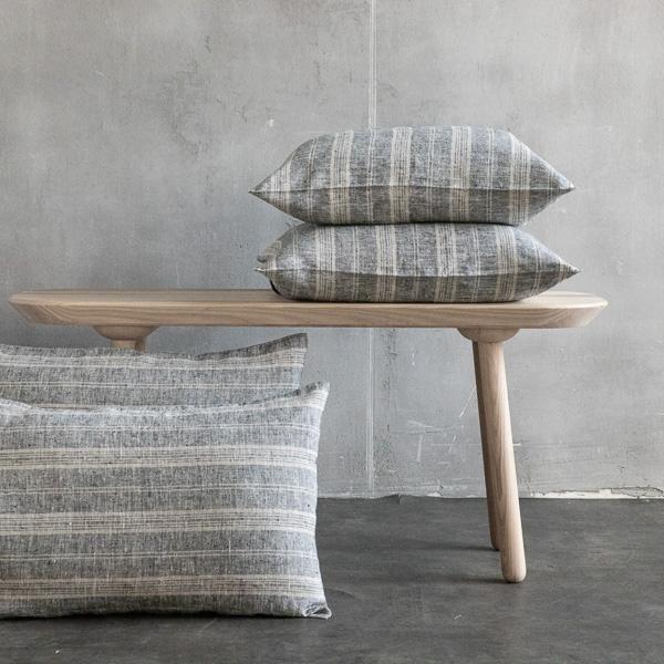 Linenme Linen Cushion Cover Black Natural Multistripe