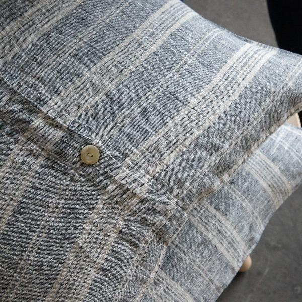 Linenme Linen Cushion Cover Black Natural Multistripe