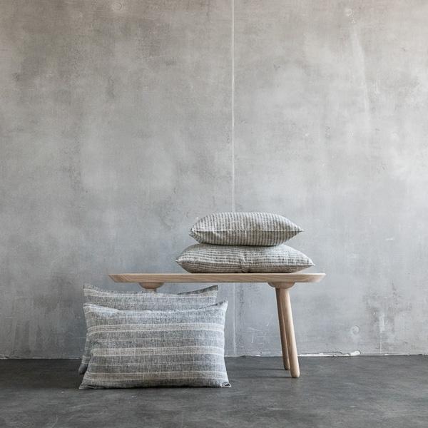 Linenme Linen Cushion Cover Black Natural Multistripe