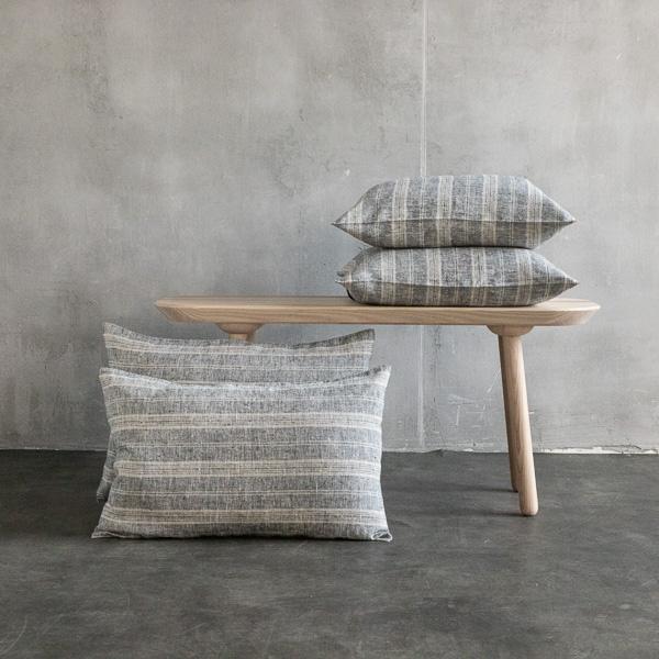 linenme Linen Cushion Cover Black Natural Multistripe