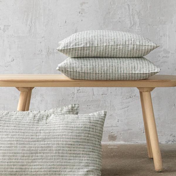 Linenme Linen Cushion Cover Forest Green Natural Brittany