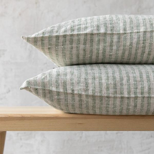 Linenme Linen Cushion Cover Forest Green Natural Brittany