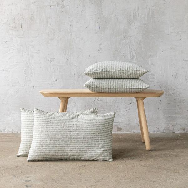 linenme Linen Cushion Cover Forest Green Natural Brittany