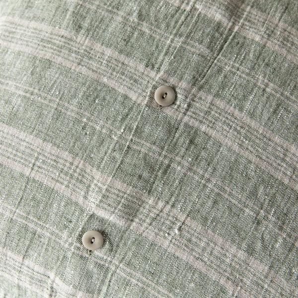 Linenme Linen Cushion Cover Forest Green Natural Multistripe