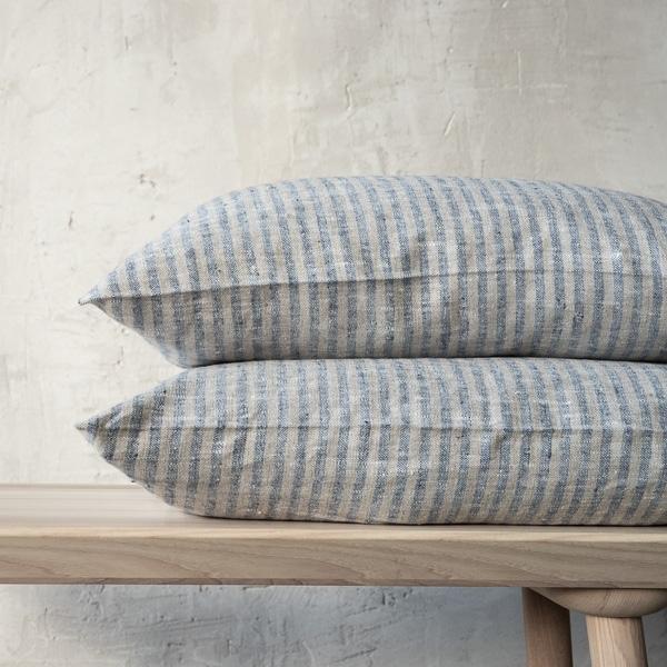 Linenme Linen Cushion Cover Indigo Natural Brittany