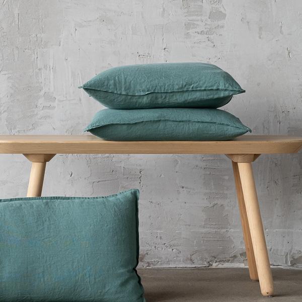 Linenme Linen Cushion Cover Moss Green Stone Washed