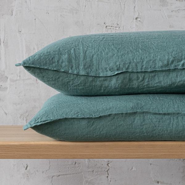 Linenme Linen Cushion Cover Moss Green Stone Washed