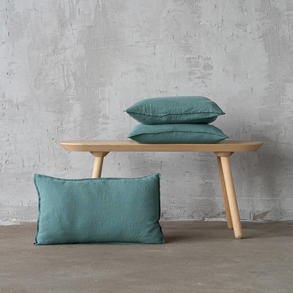 linenme Linen Cushion Cover Moss Green Stone Washed
