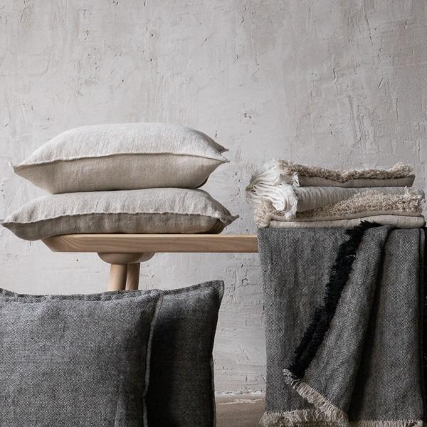 Linenme Linen Cushion Cover Natural Black Rustico Washed