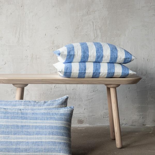 Linenme Linen Cushion Cover Off White Blue Philippe