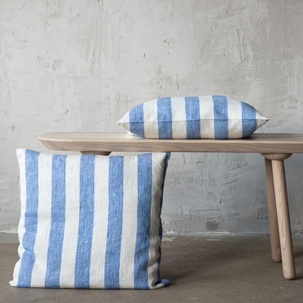 linenme Linen Cushion Cover Off White Blue Philippe