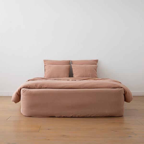 Linenme Linen Deep Fitted Sheet Vintage Rose Stone Washed