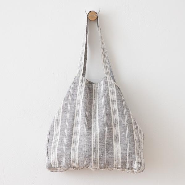 Linenme Linen Fabric Prewashed Graphite Multistripe