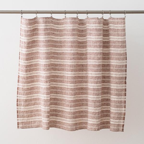 Linenme Linen Fabric Sample Cacao White Multi Striped