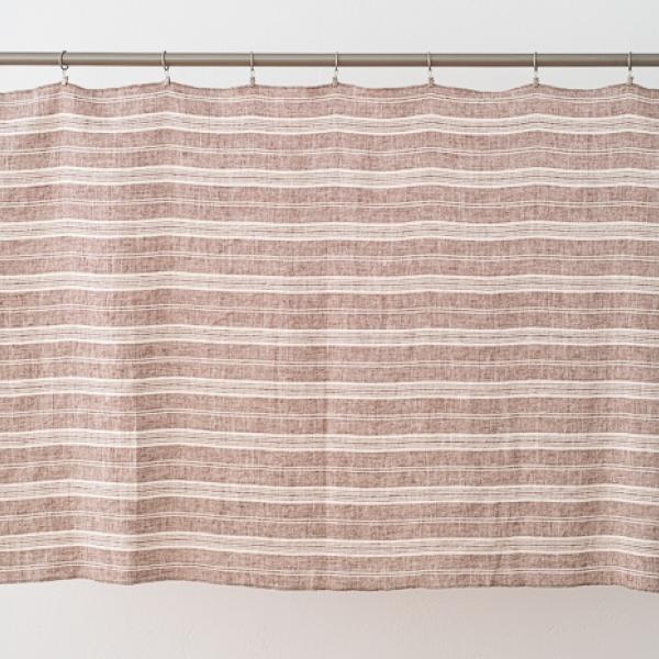 Linenme Linen Fabric Sample Cacao White Multi Striped