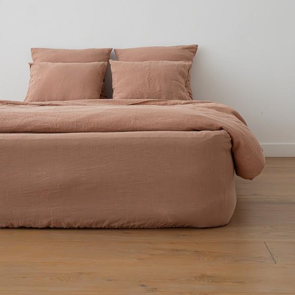 linenme Linen Fitted Sheet Vintage Rose Stone Washed